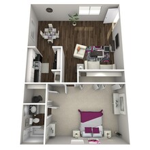 1 Bedroom/ 1 Bathroom Silver 71 floor plan
